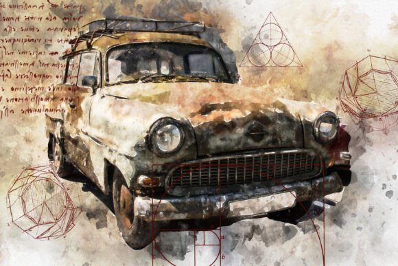 Collage of Old Car Scrap Graphics Pack28