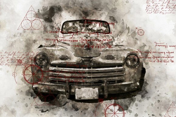 Collage of Old Car Scrap Graphics Pack29 – A Unique Resource for Creative Expression and Practical Use