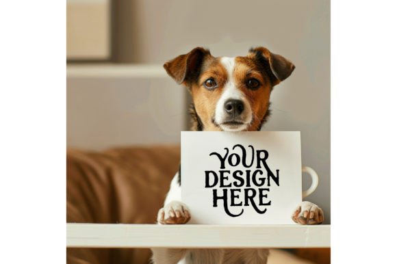 Dog with Empty Mug White Color Mockup 4