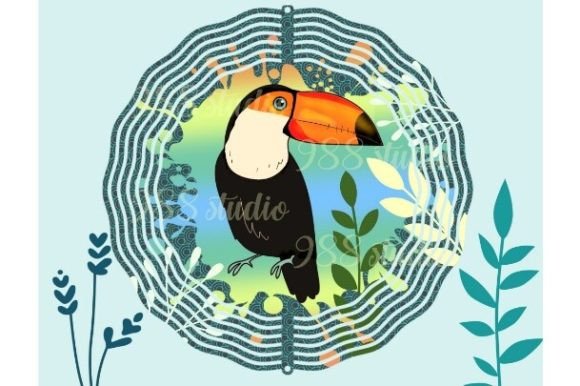 Toucan Sublimation Bird Wind Spinner: A Vibrant Design Element for Creative Projects